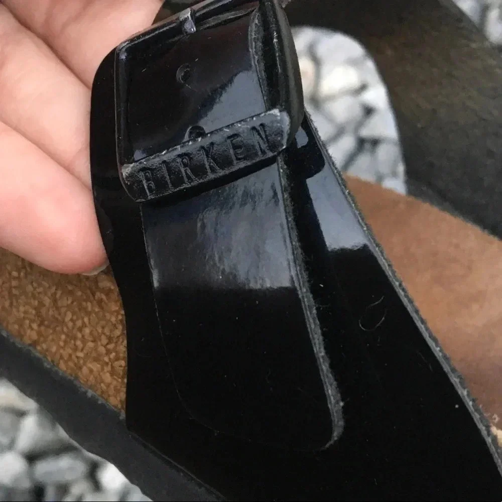 Birkenstock Gizeh Black Patent Leather Sandals 37